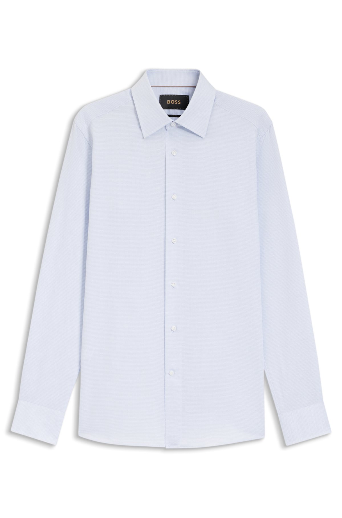 Camisa ajustada de algodón estructurado hecho en Italia