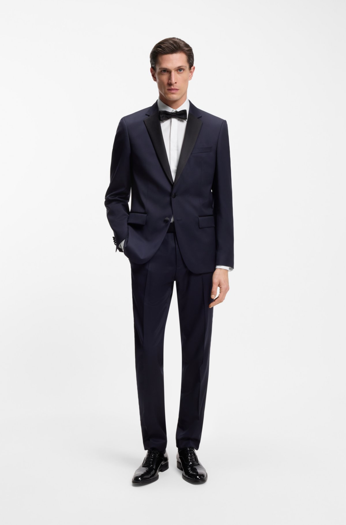 Camisa ajustada de fácil planchado en poplin de algodón elástico