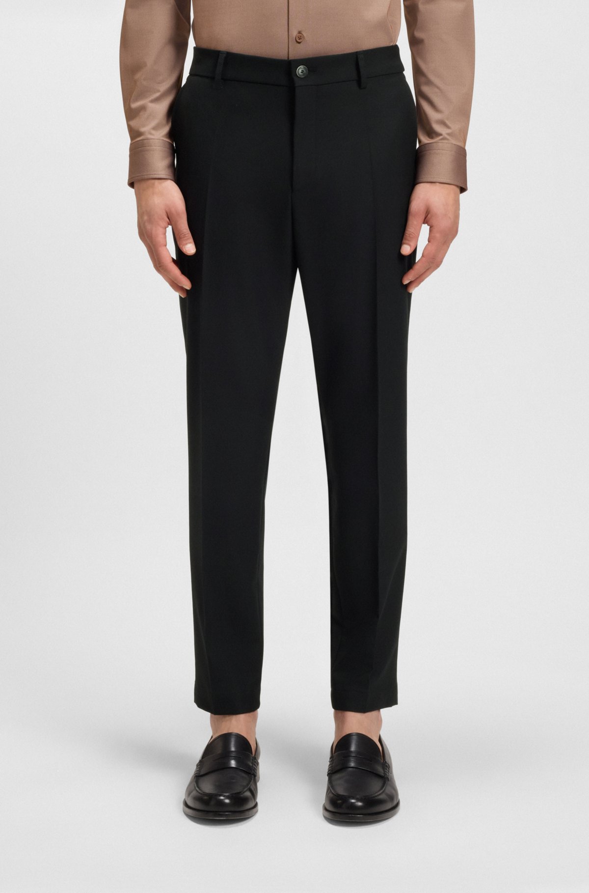 Pantalones de corte entubado lavables en lavadora con tejido elástico