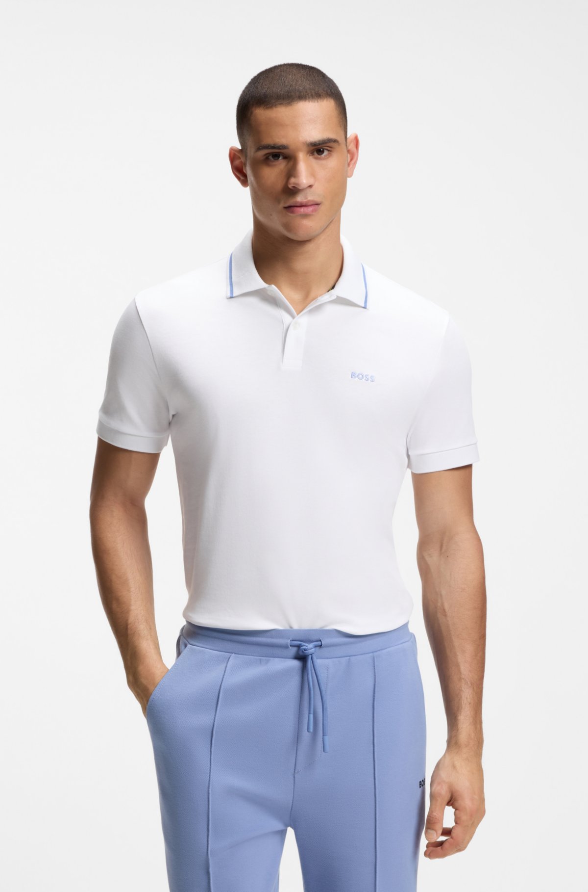 Camiseta polo ajustada Paddy en algodón interlock