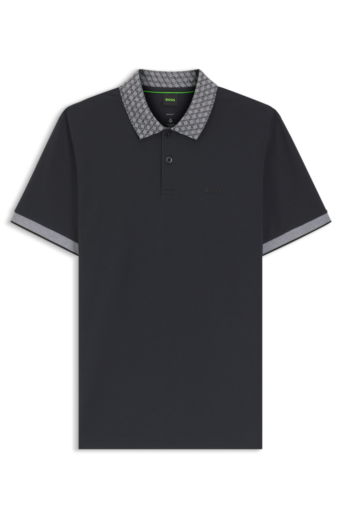 Camiseta de piqué de algodón elástico con estampado hexagonal