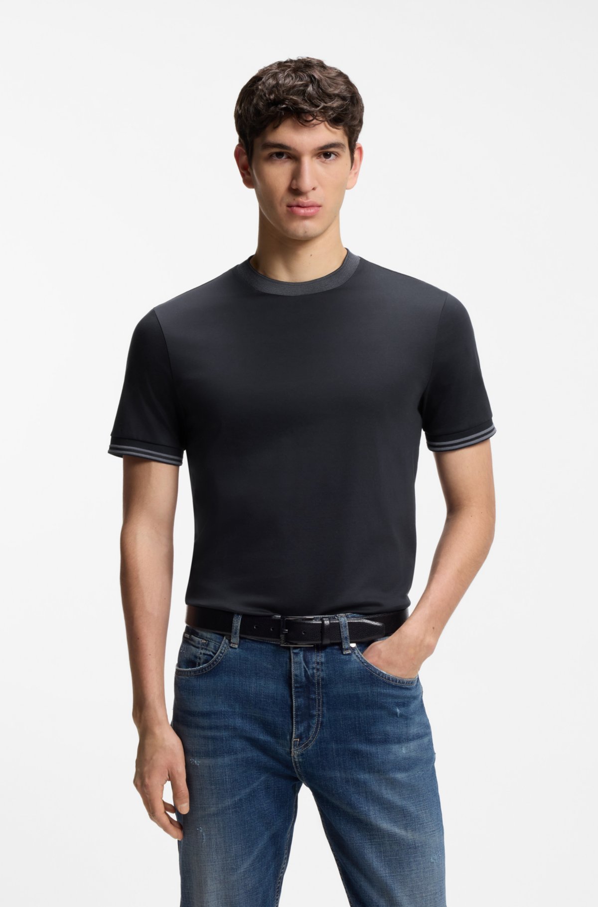 Camiseta ajustada de corte moderno en algodón mercerizado