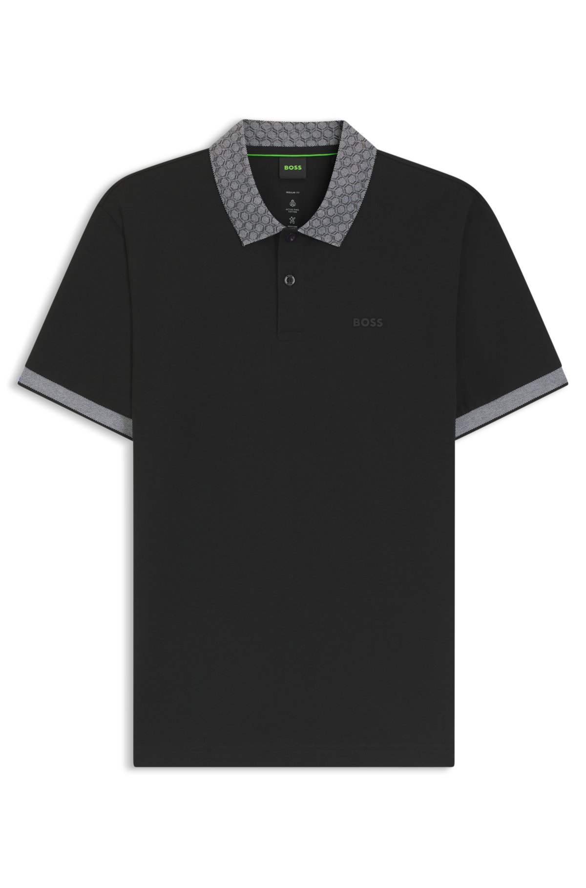 Camiseta de piqué de algodón elástico con estampado hexagonal