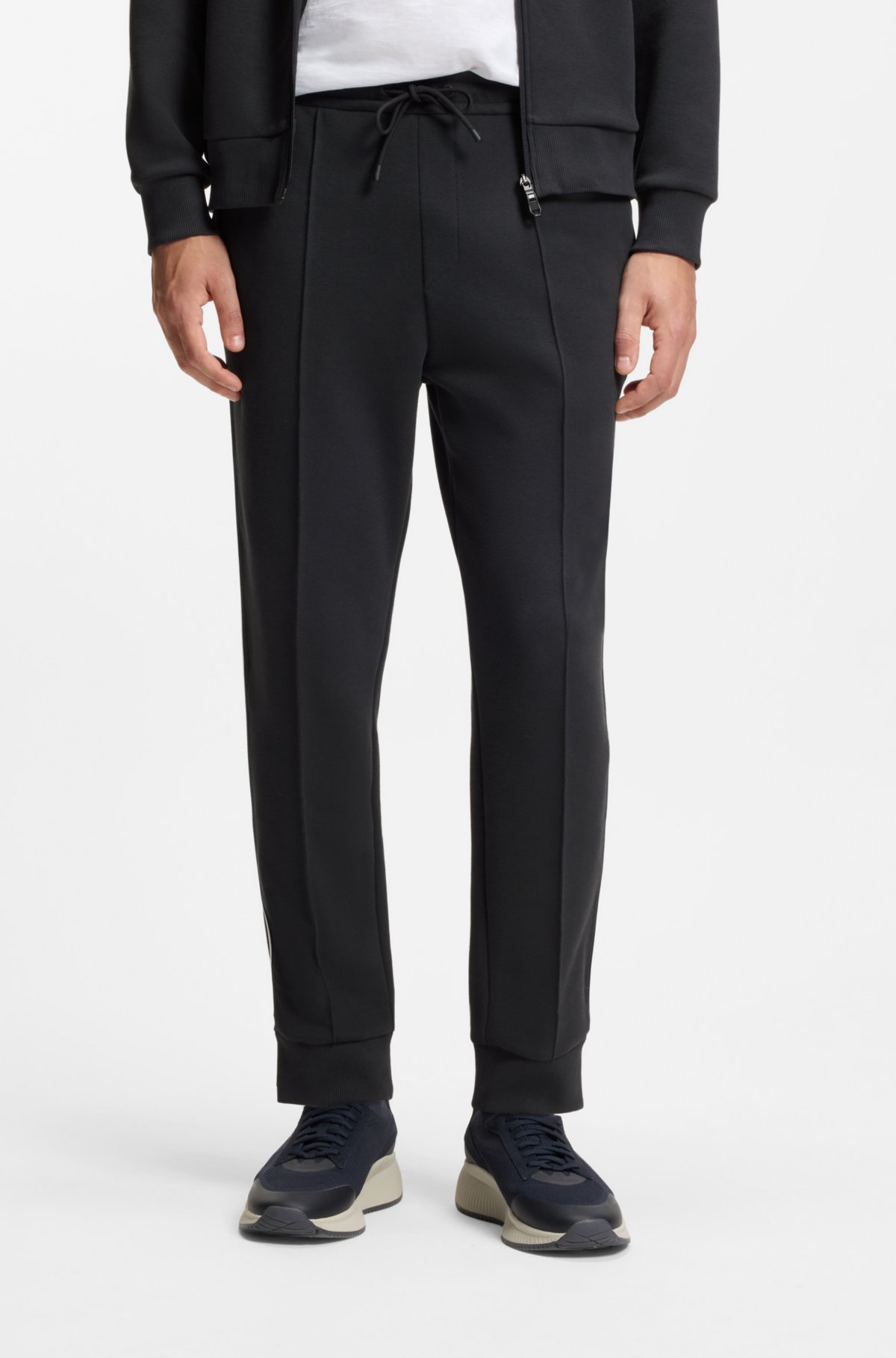 Pantalones de chándal con detalles de costura en mezcla de algodón