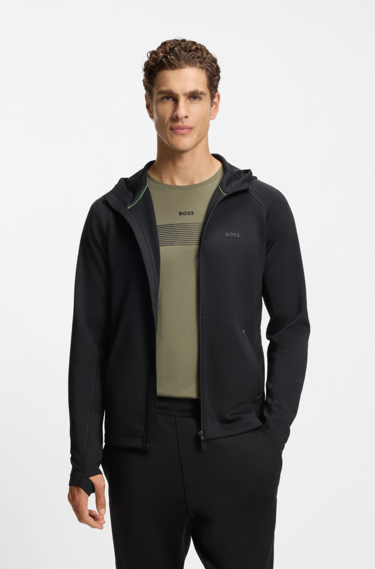 Sudadera con branding reflectante y cierre frontal