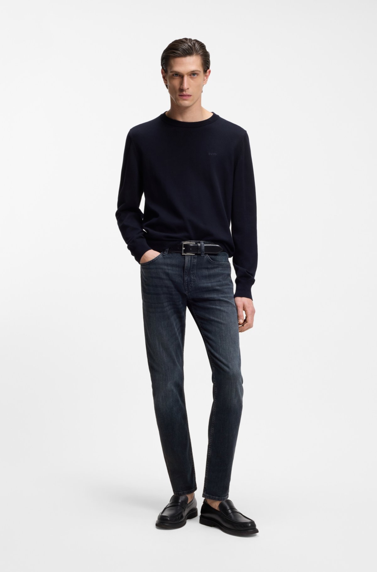 Pantalones vaqueros ajustados de Delaware en denim azul con elasticidad mecánica