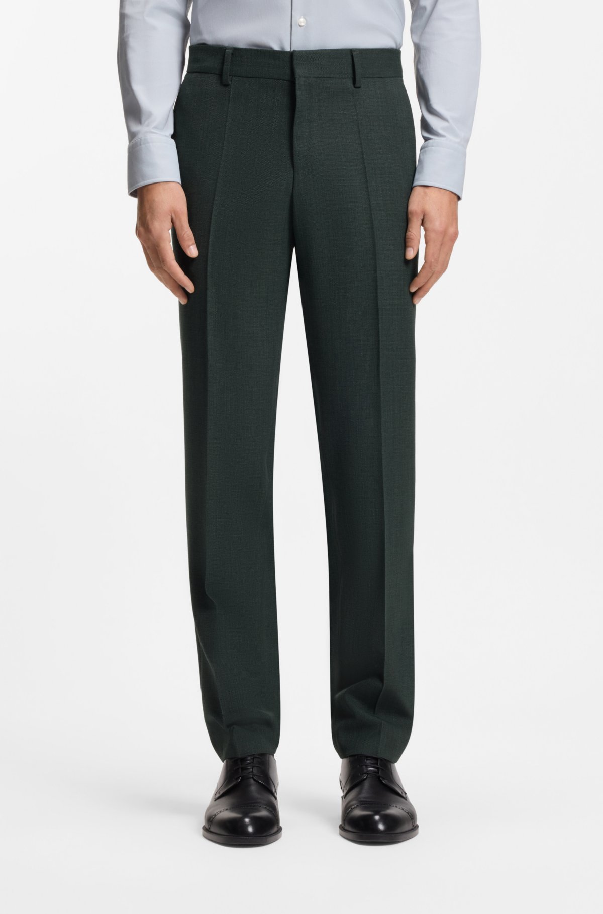 Pantalones entubados estampados en lana elástica