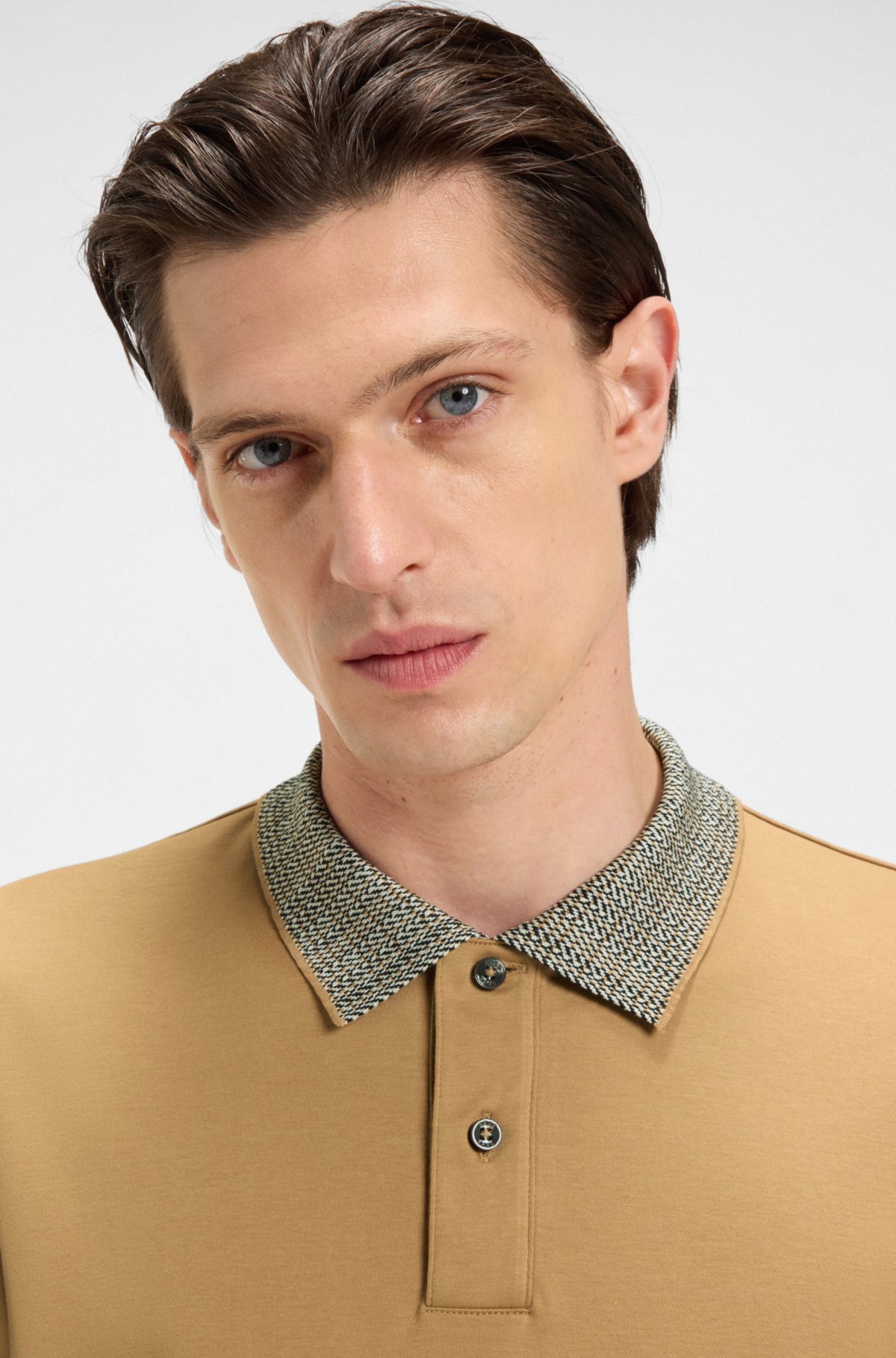 Camiseta polo con cuello estampado en algodón pima