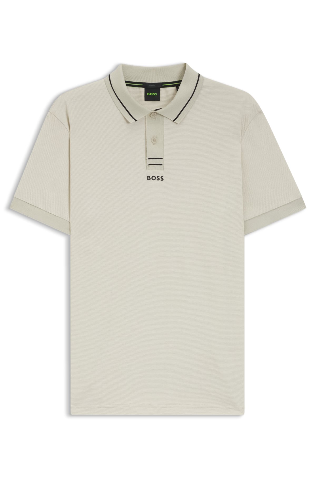 Camiseta de piqué de algodón con logo centrado y corte ajustado