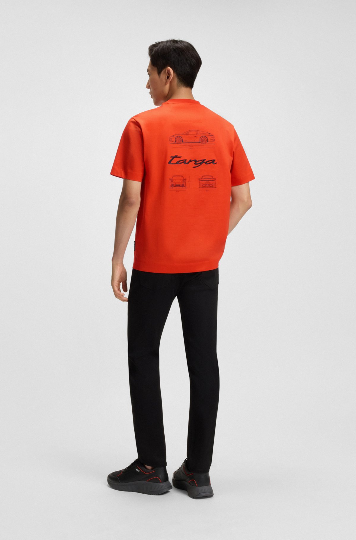 Camiseta de algodón mercerizado con diseño artístico Targa de Porsche x BOSS