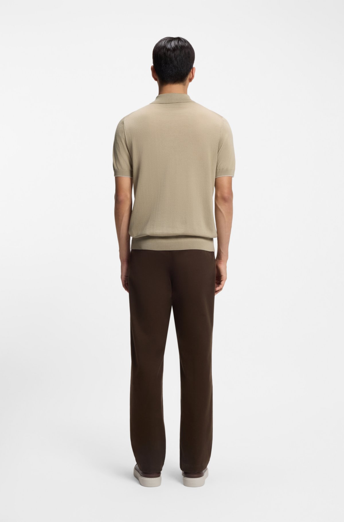 Camiseta polo de punto en seda y algodón