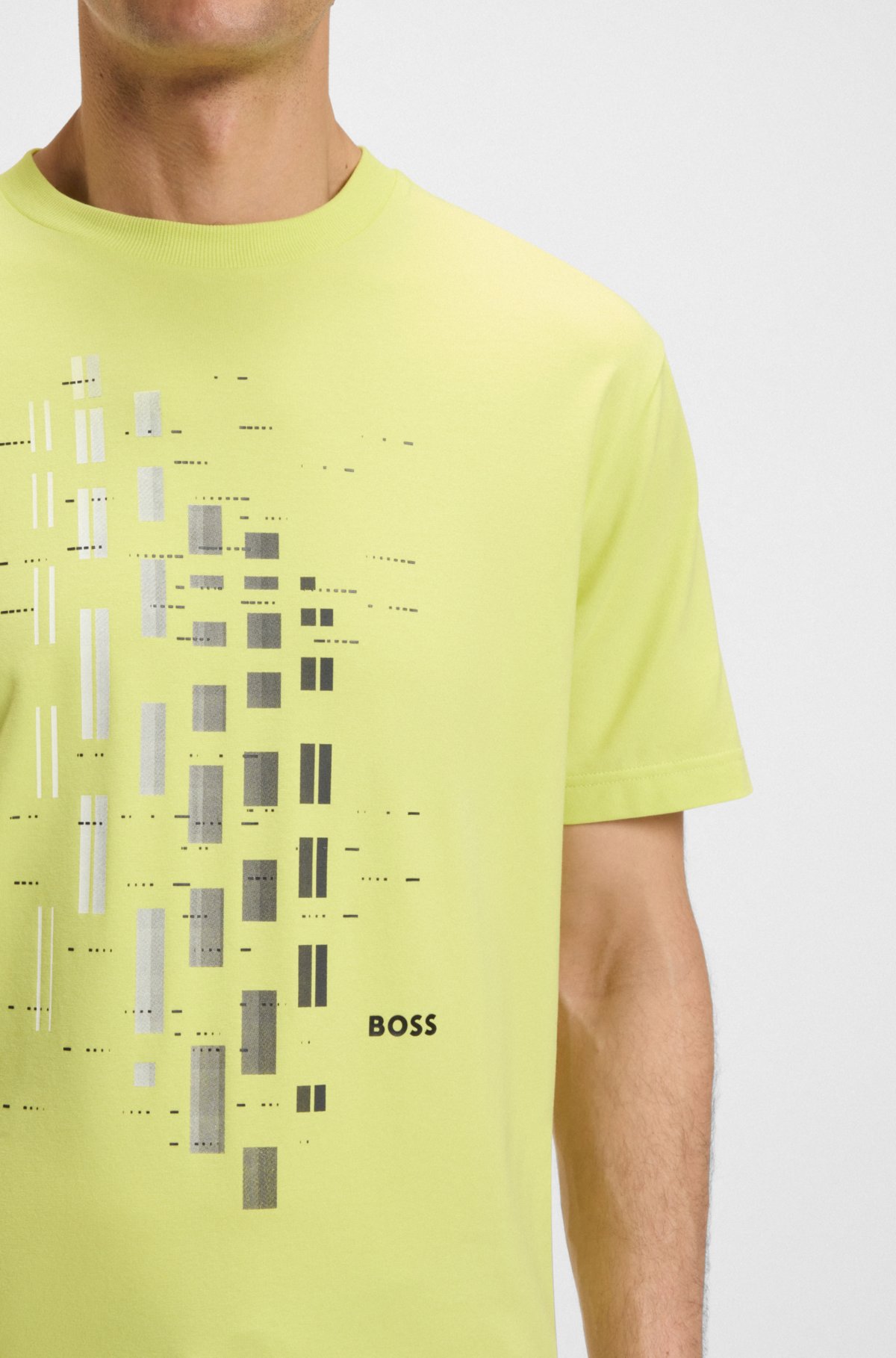 Camiseta de algodón elástico con estampado geométrico