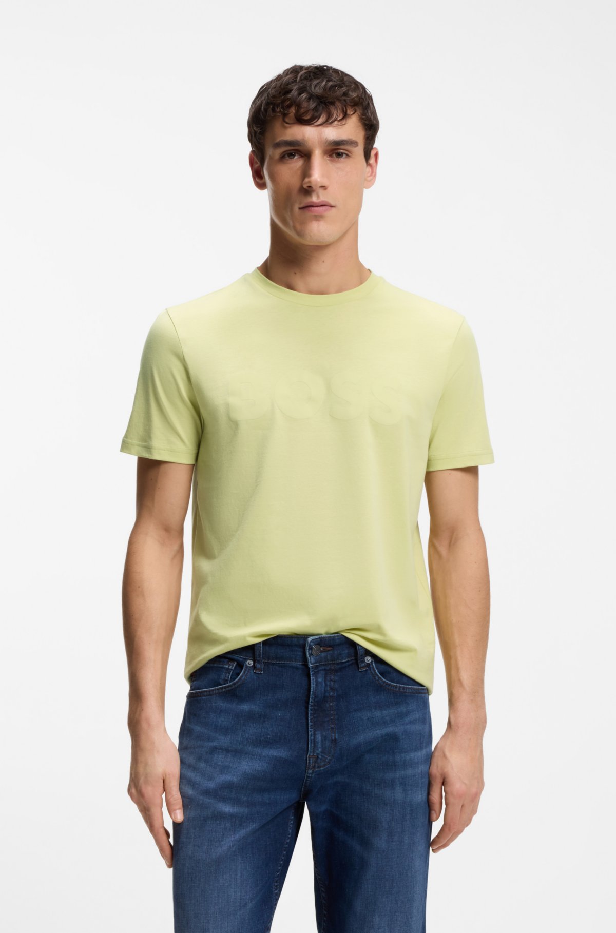 Camiseta de algodón con estampado grande de logo