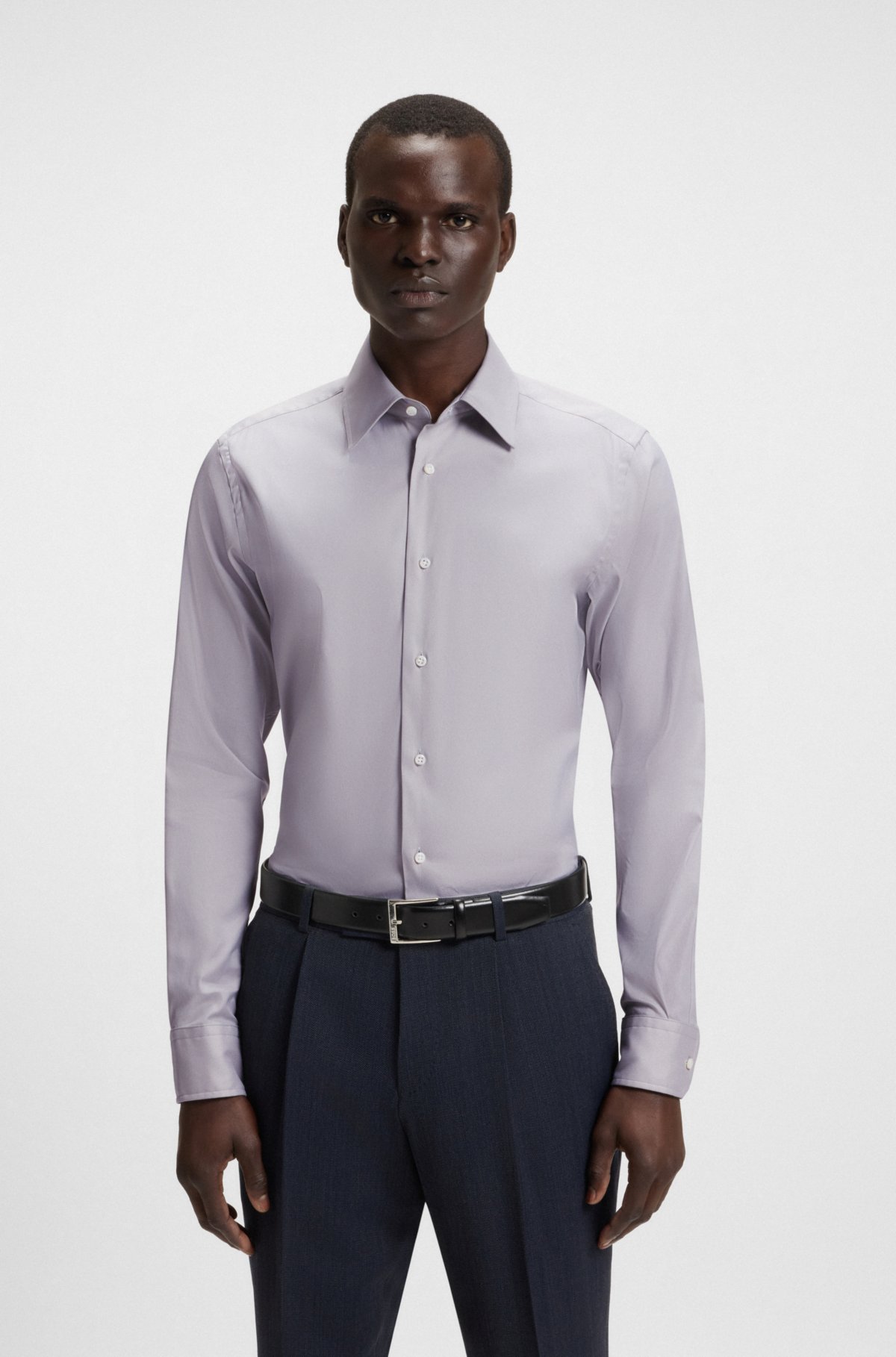 Camisa ajustada de mezcla de algodón italiano