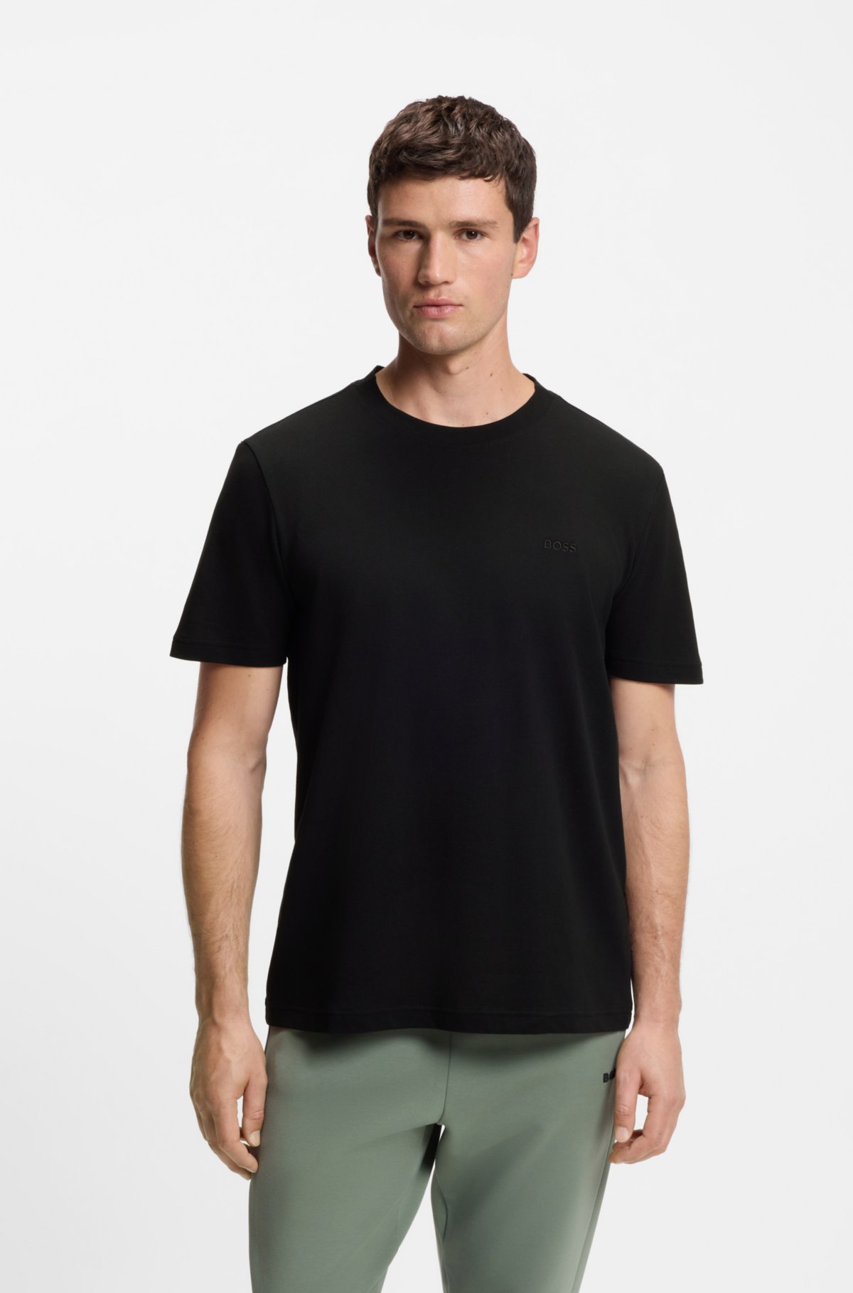 Camiseta de algodón piqué con estampado de logotipo bordado