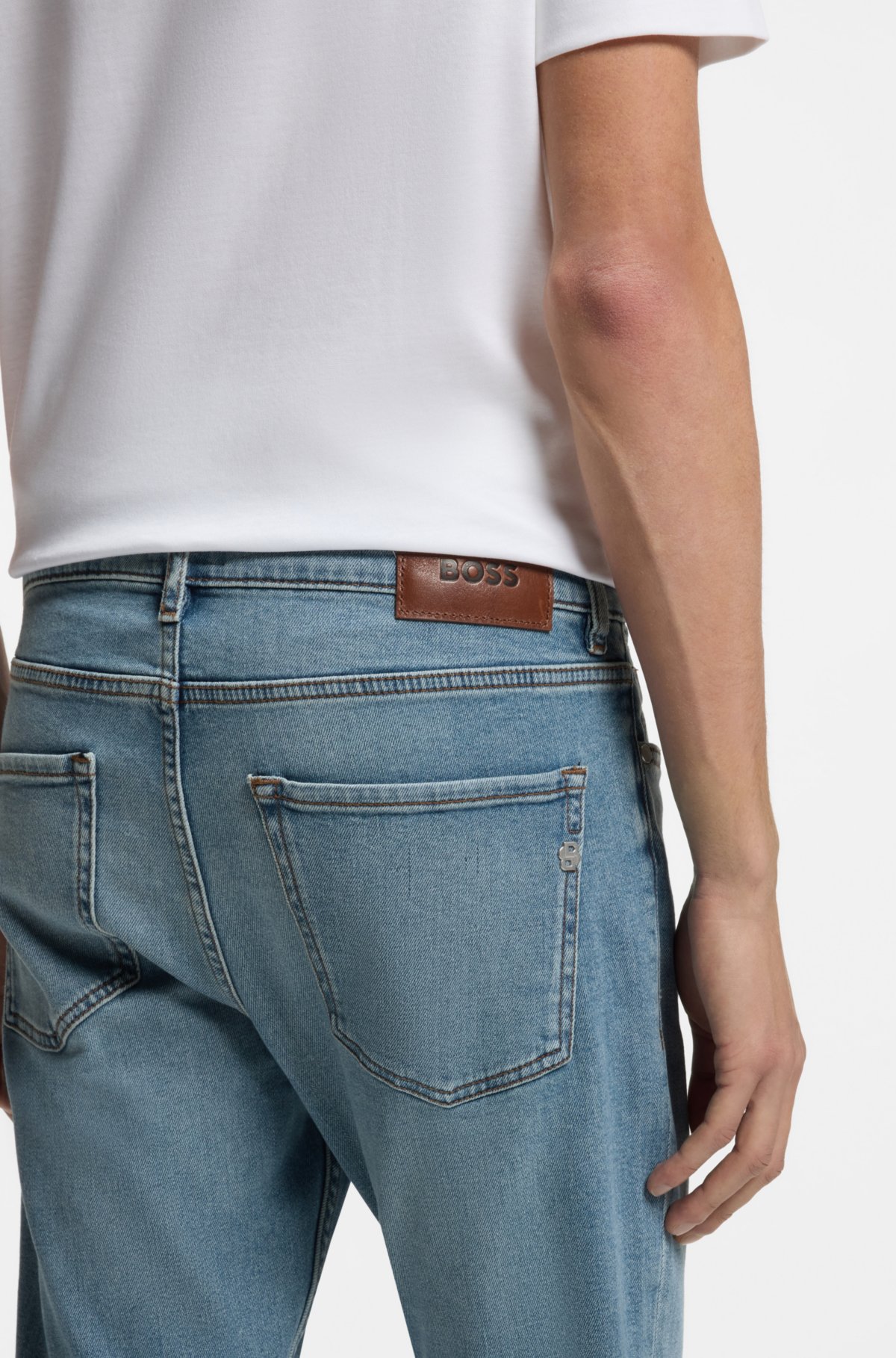 Pantalones vaqueros ajustados azul puro en denim de confort-elástico