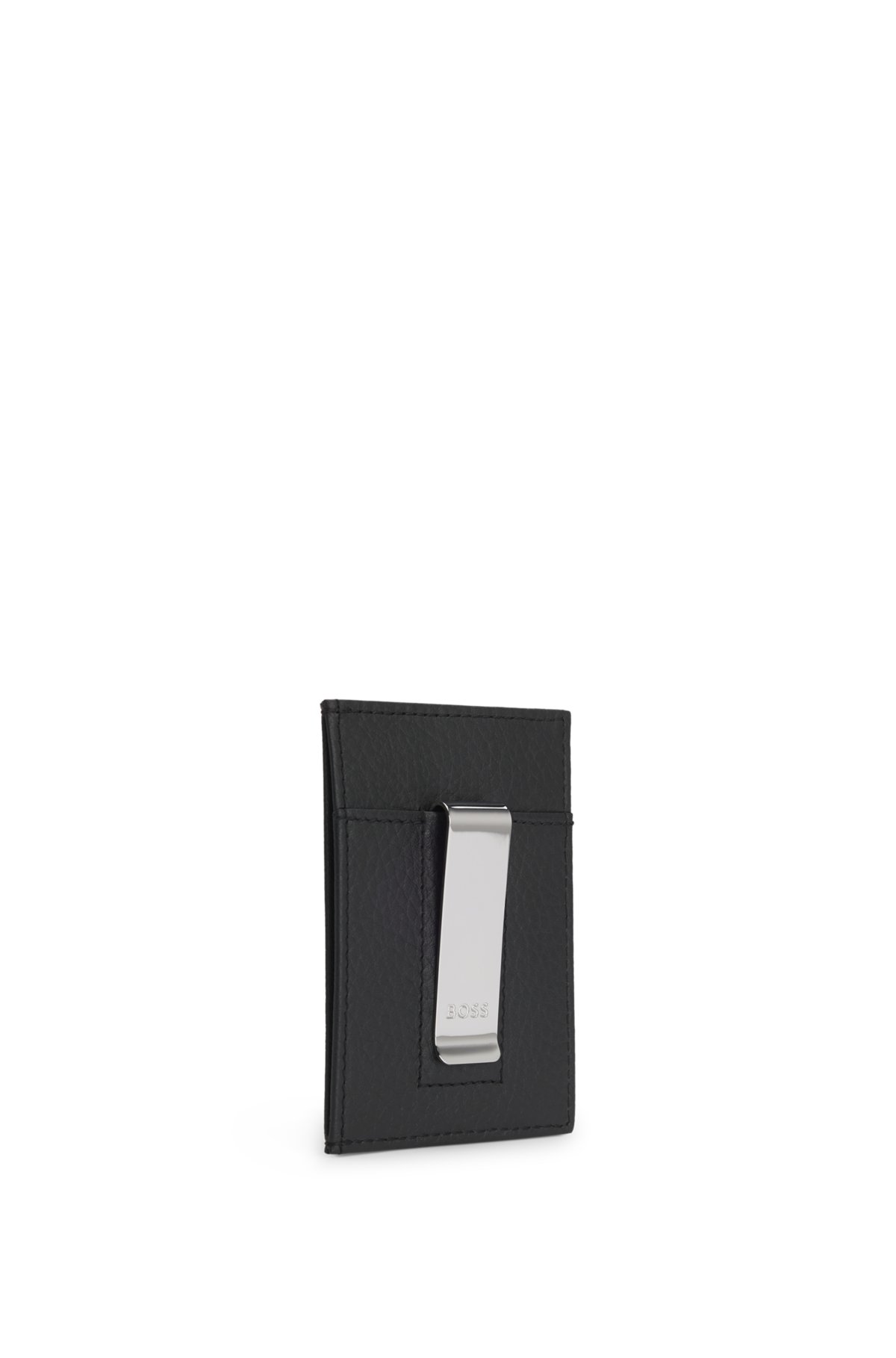 Porta tarjetas con clip para dinero en cuero granulado