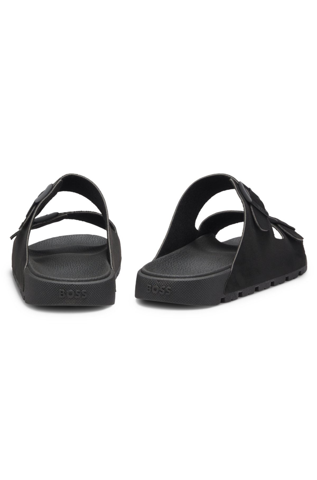 Chancletas con correas dobles y hebillas con logotipo