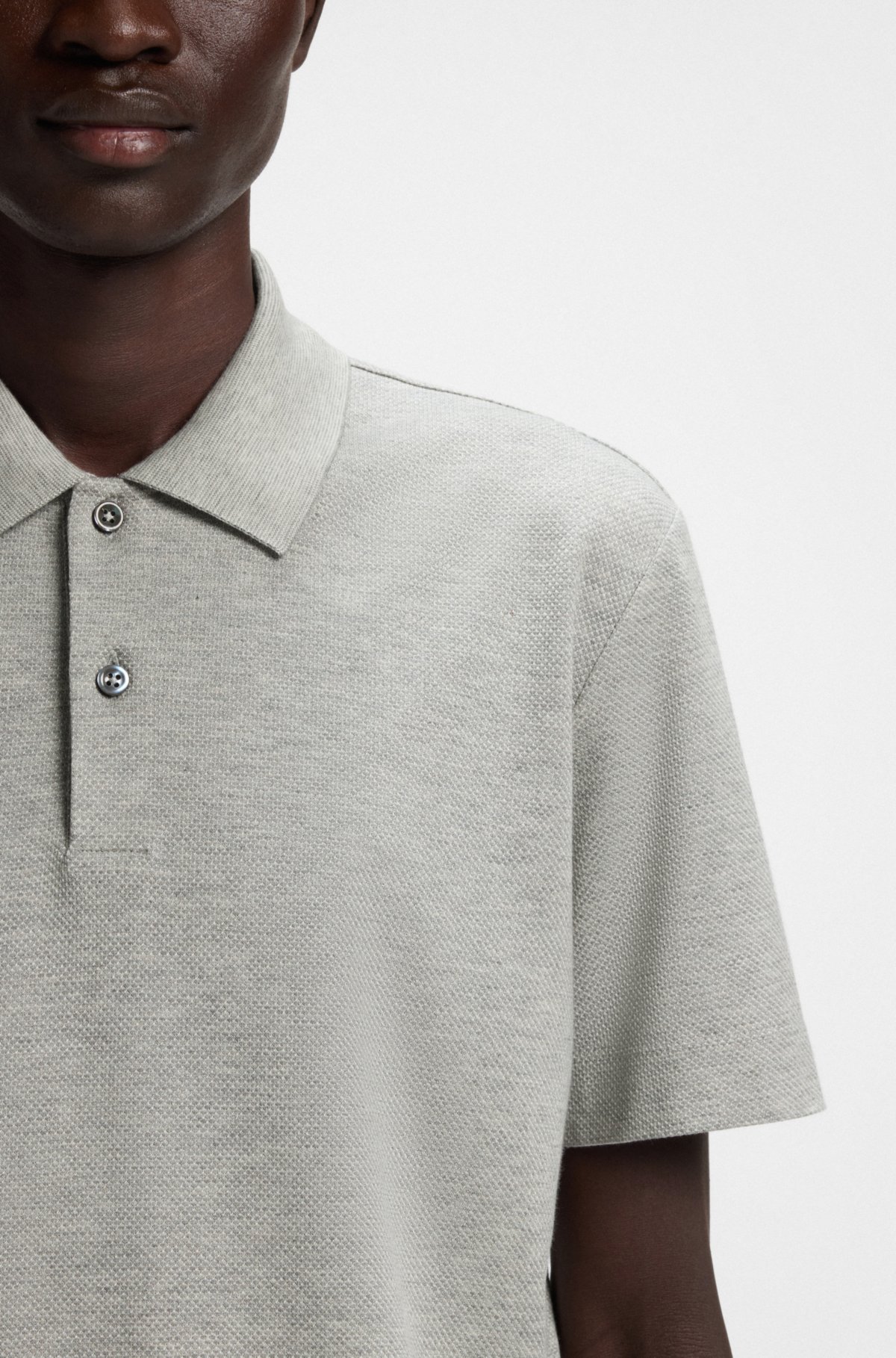 Camiseta de polo de algodón y seda con corte recto