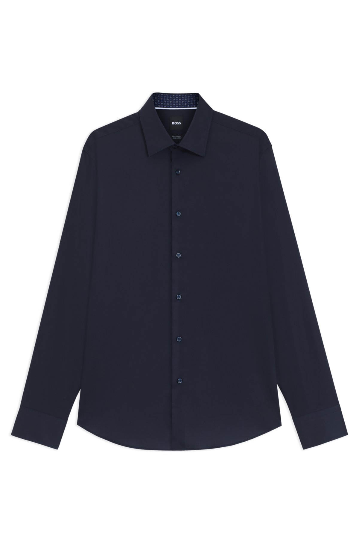 Camisa de corte regular con acabado antiarrugas en popelín de algodón