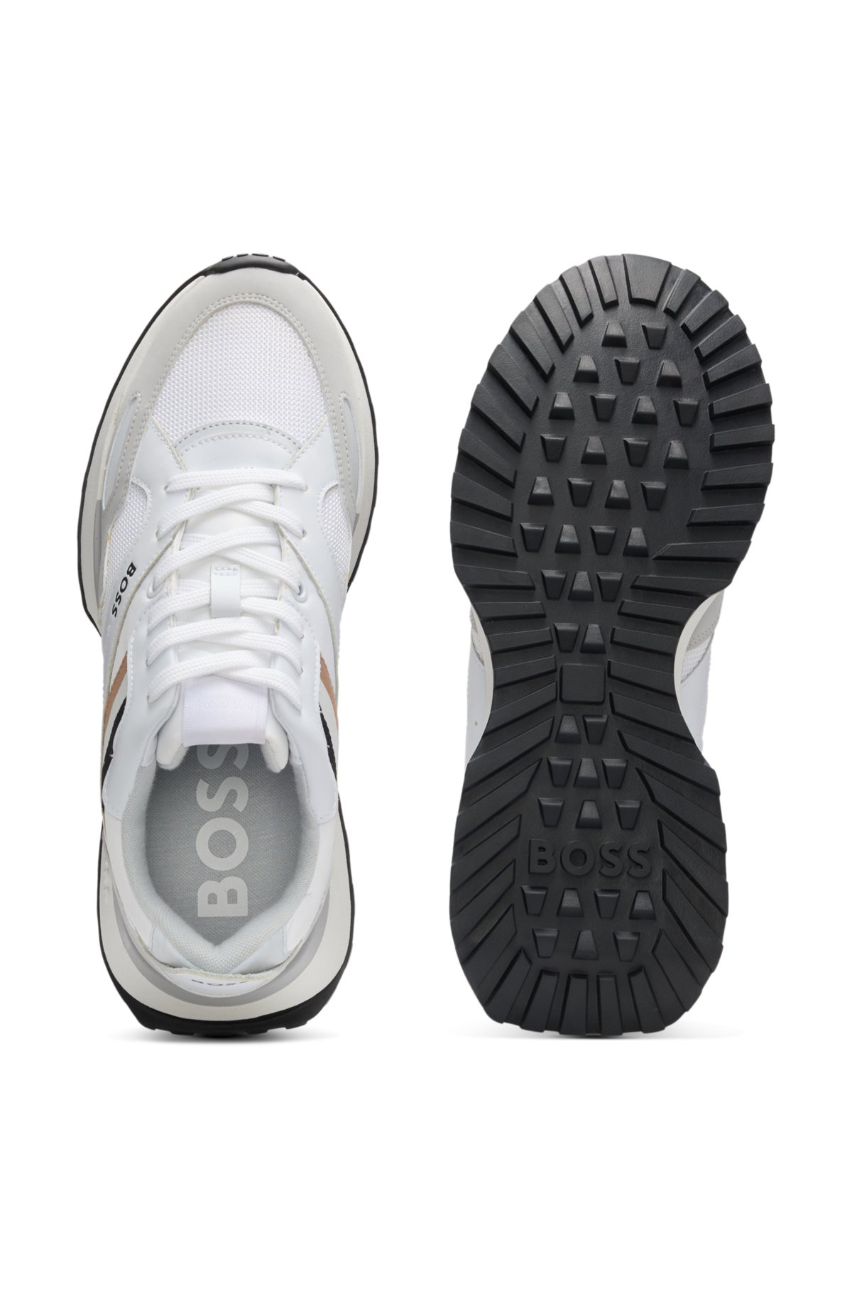 Zapatillas de materiales mixtos con cuero y malla