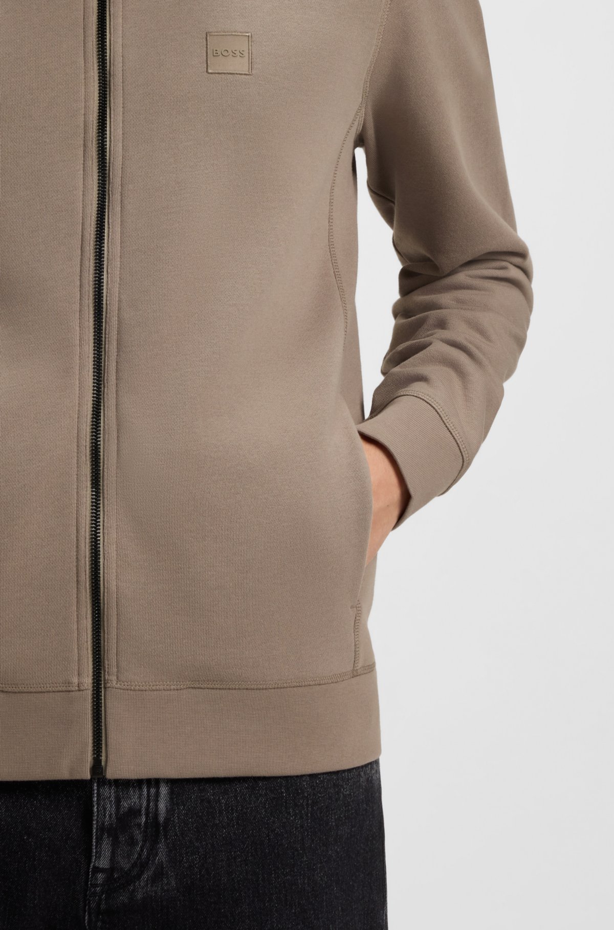 Chaqueta de punto de algodón con insignia de logotipo