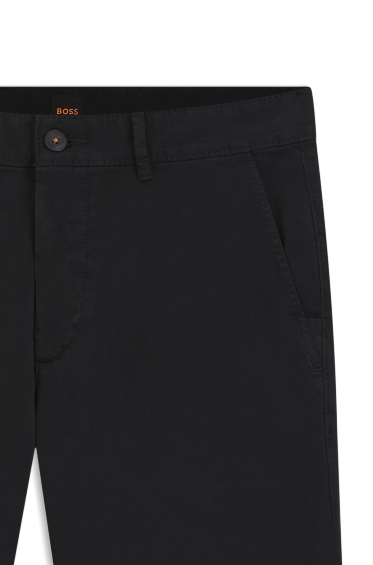 Chinos ajustados de satín de algodón elástico