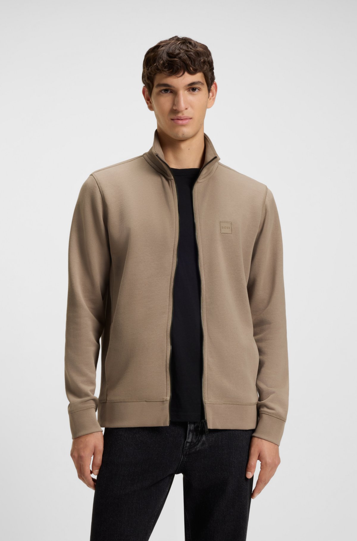 Chaqueta de punto de algodón con insignia de logotipo