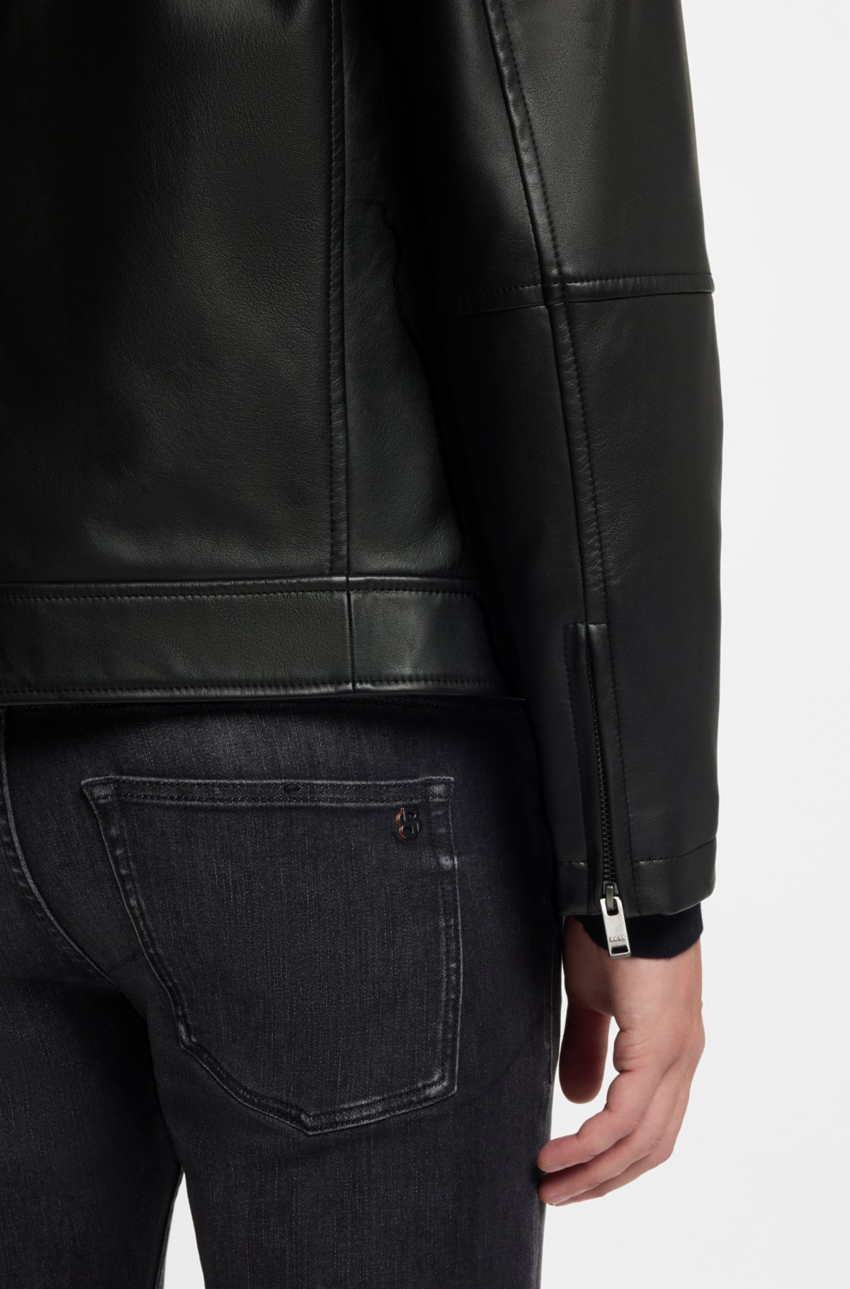 Chaqueta de piel de nappa con corte regular
