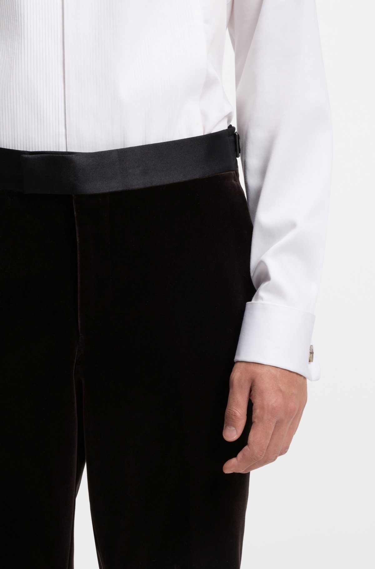 Pantalones de esmoquin ajustados en terciopelo de algodón