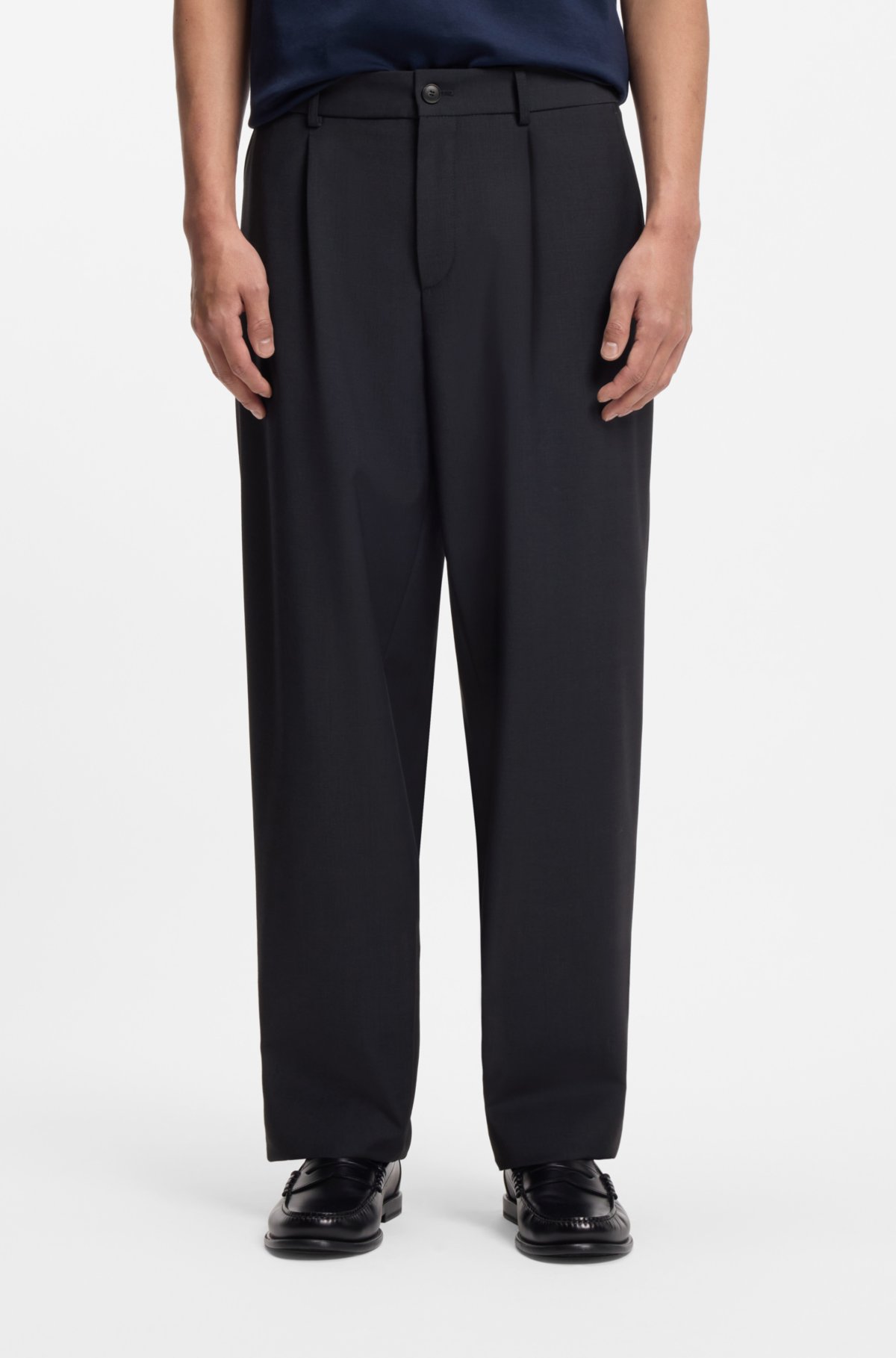 Pantalones de corte entallado lavables en mezcla de lana