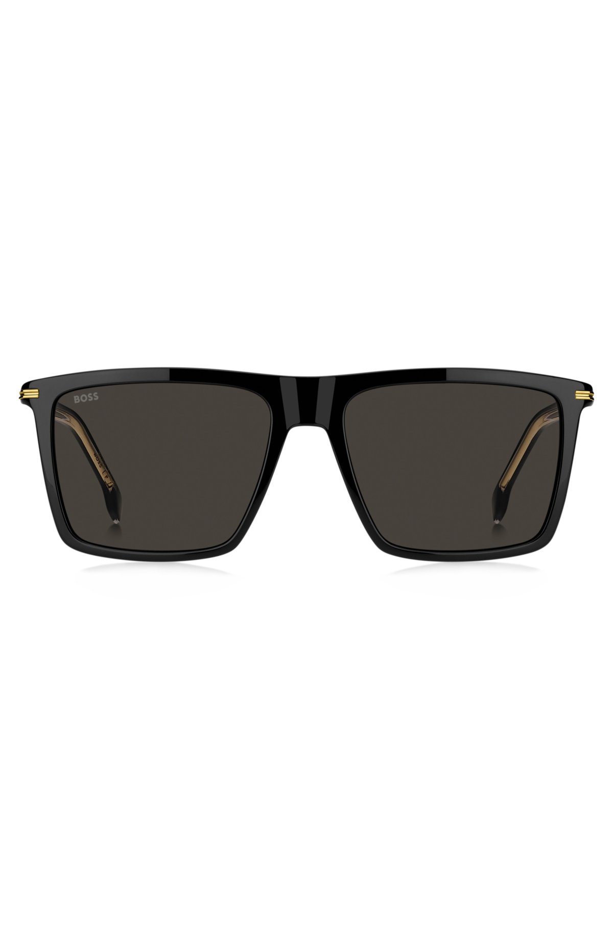 Gafas de sol de acetato negro con detalles dorados