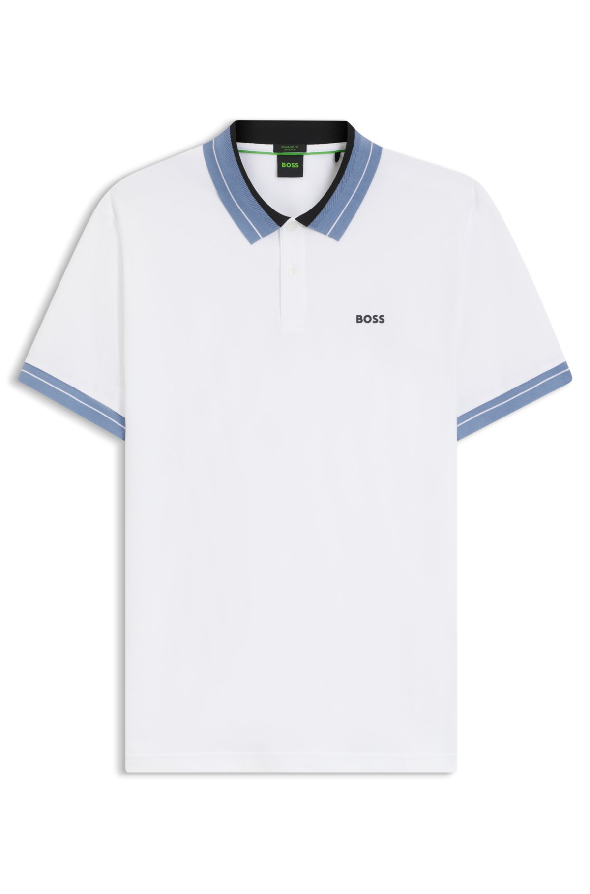 Camiseta polo con ribetes de cinta en algodón elástico