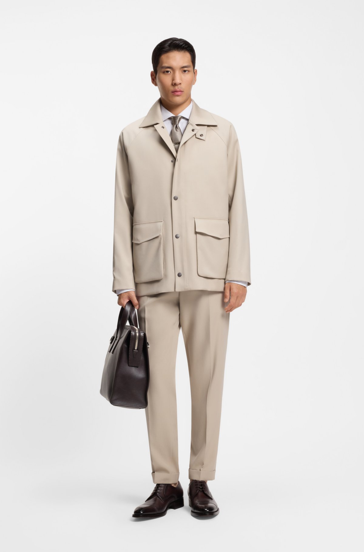 Camisa de corte regular con rayas en algodón fabricado en Italia