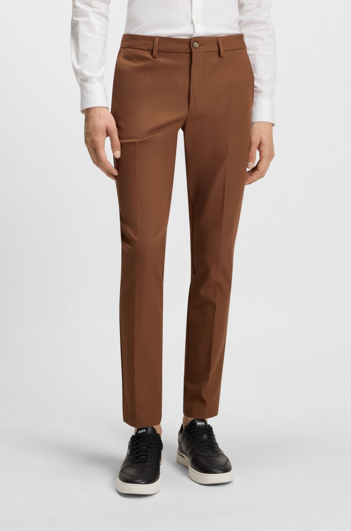 Pantalones ajustados de mezcla de algodón elástico