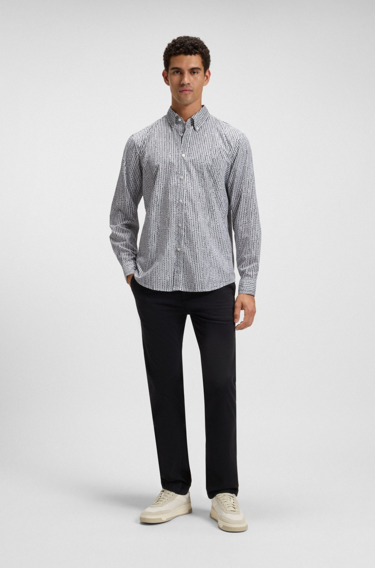 Camisa de corte regular estampada en popelín de algodón