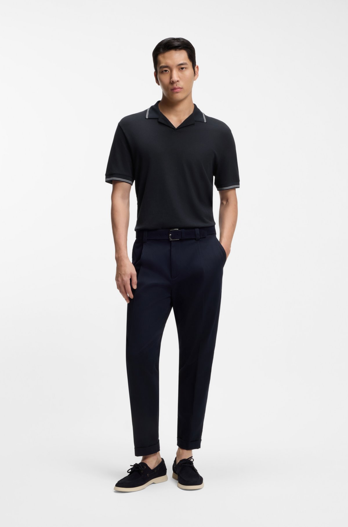 Camiseta polo Johnny con cuello en algodón y lino