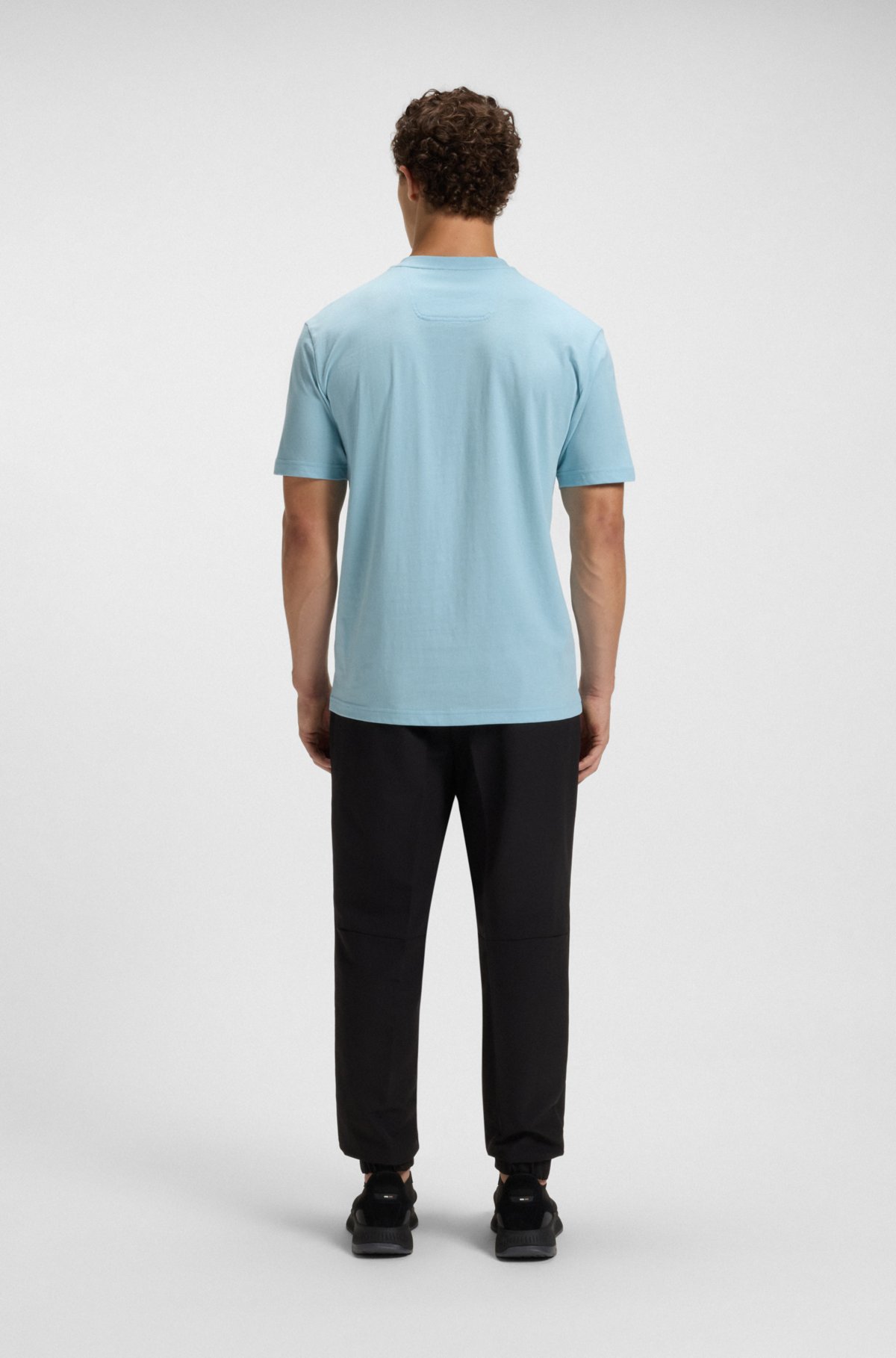 Camiseta de algodón con estampado de logo y rayas