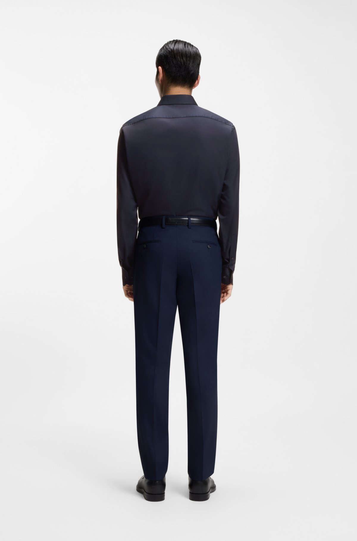 Camisa de corte regular en algodón con monograma italiano