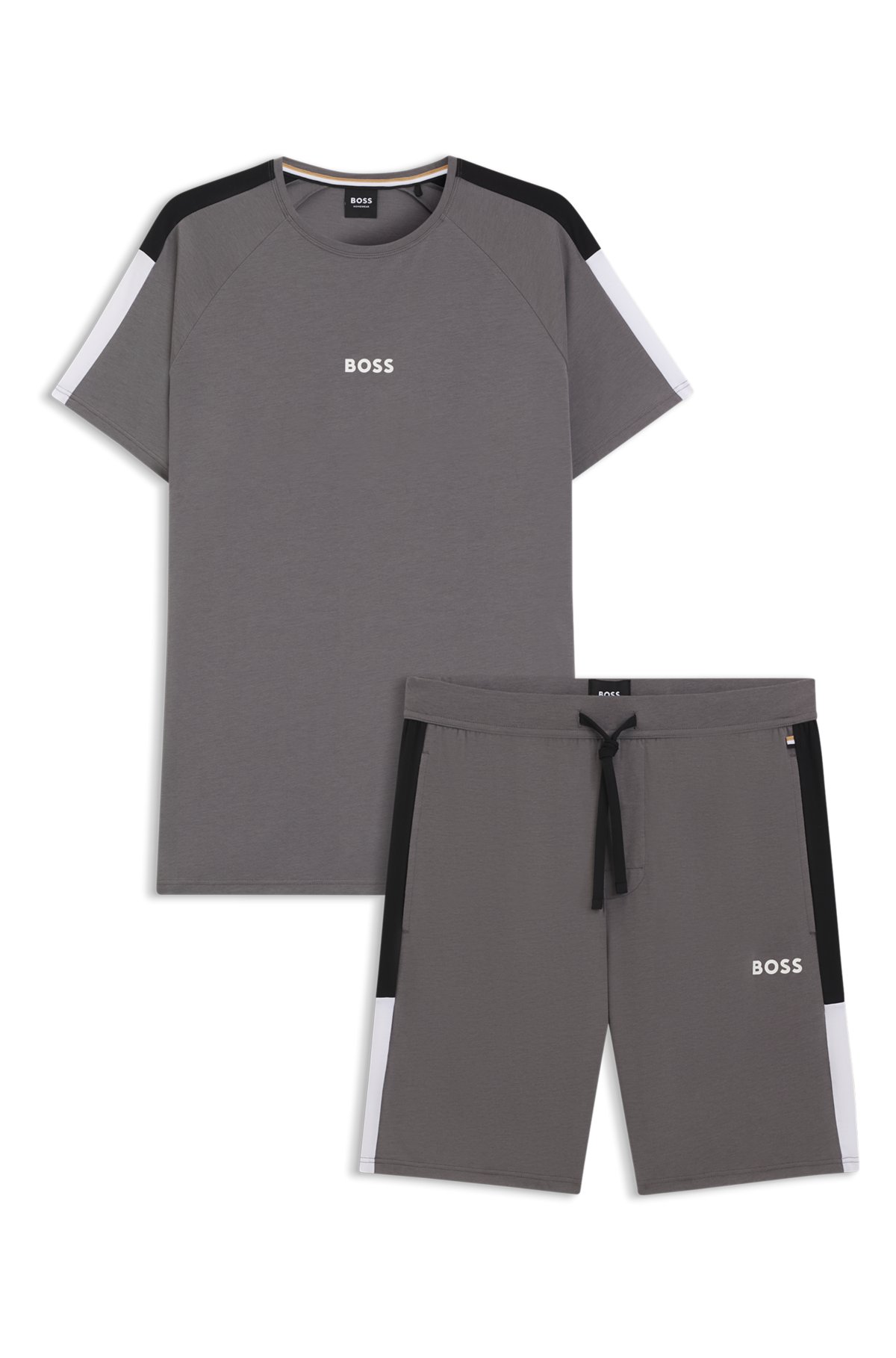 Pijamas con inserciones de contraste en mezcla de algodón