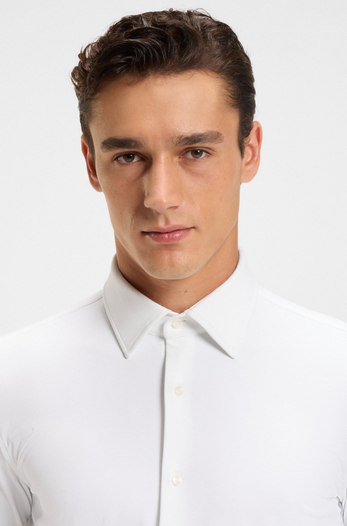 Camisa ajustada en flanela elastizada