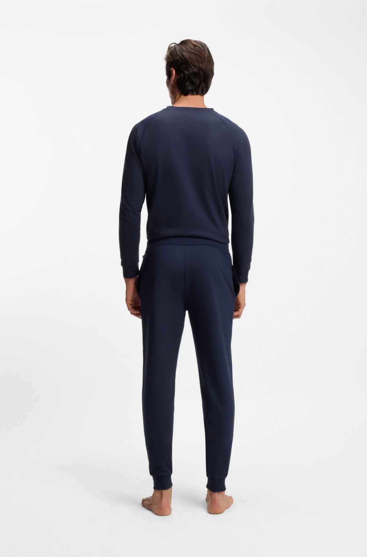 Pantalones de chándal de algodón-terciopelo con logo y rayas