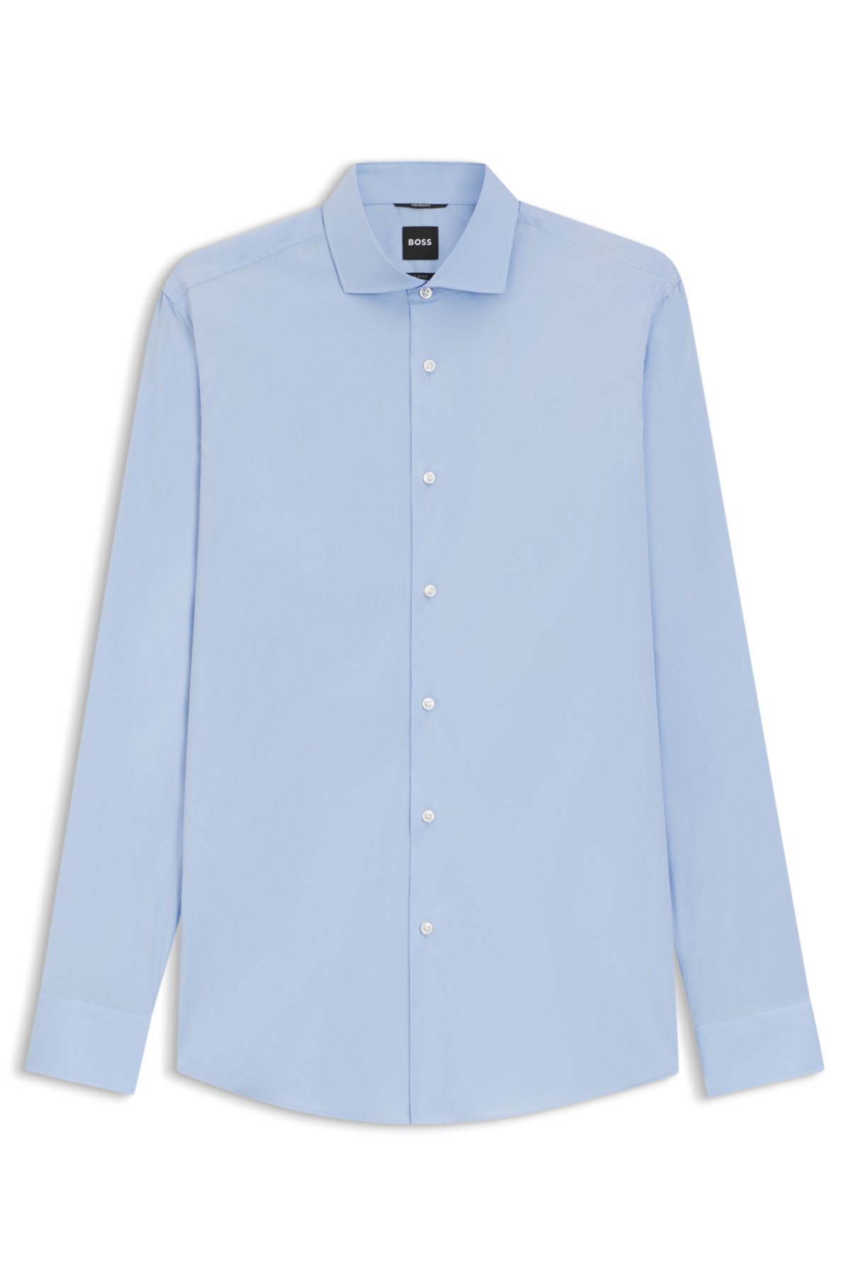 Camisa ajustada de algodón y mezcla de poplin con acabado antiarrugas