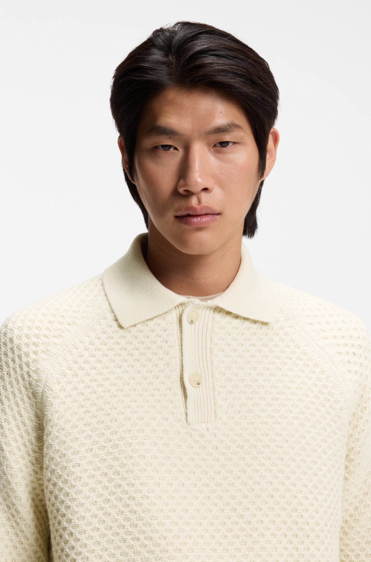 Sweater de cuello polo en cachemira