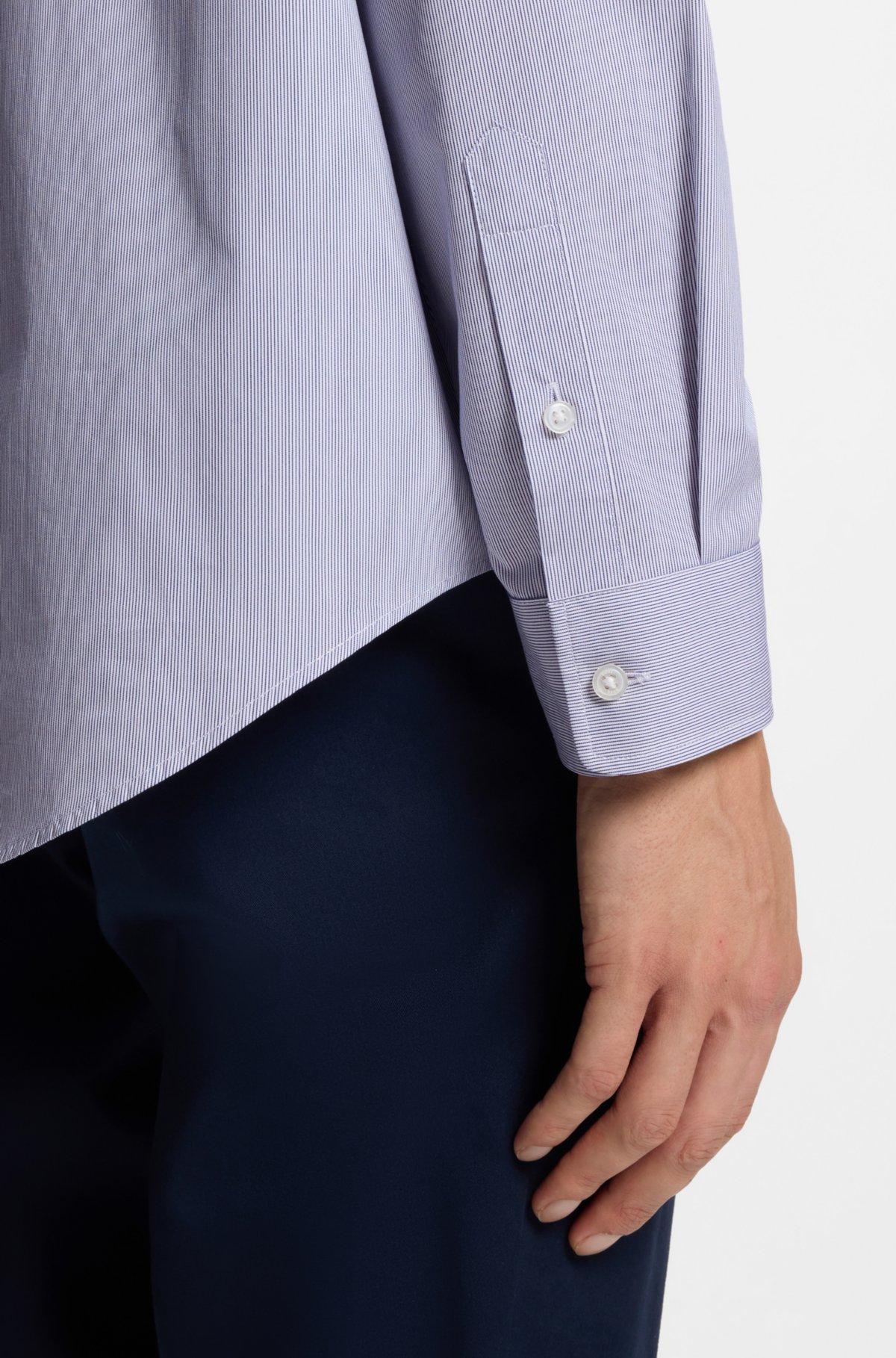 Camisa con estampado de rayas en poplin de algodón