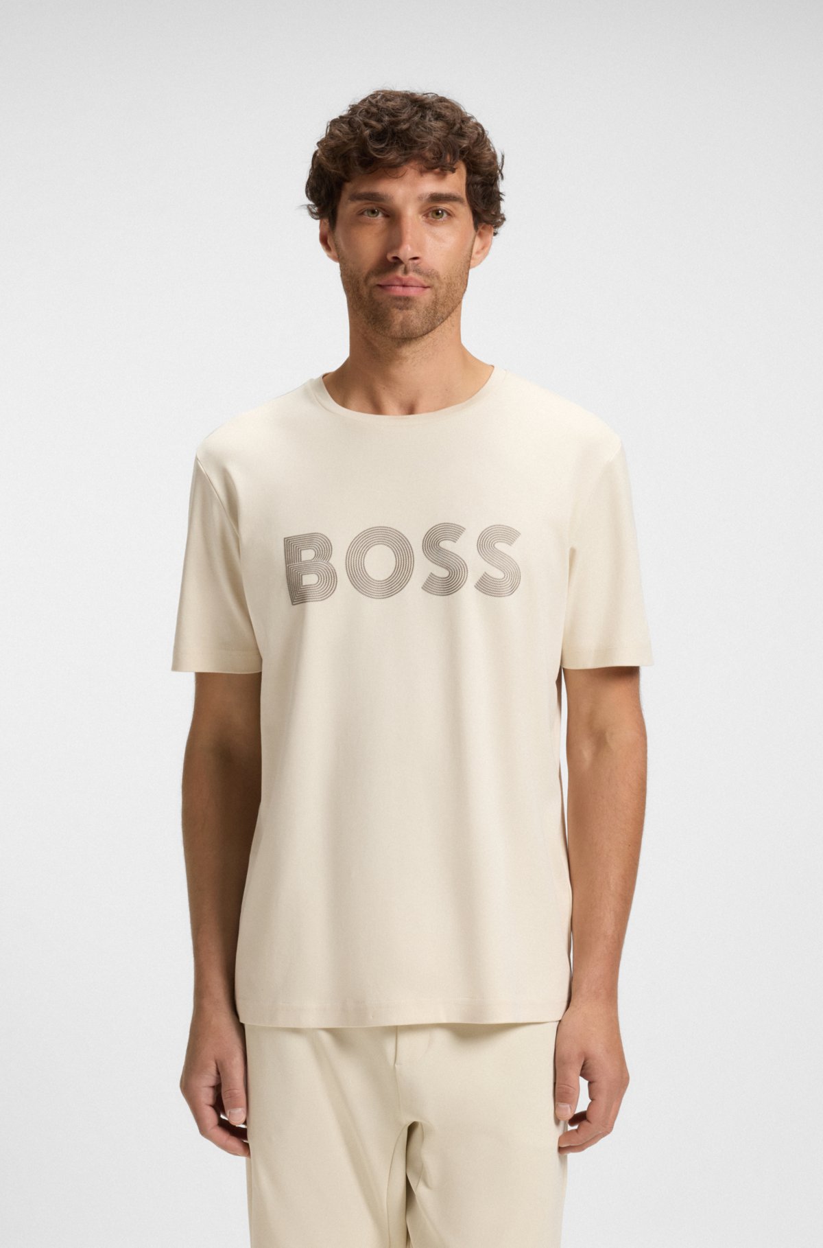Camiseta con estampado de logotipo brillante en algodón Pima