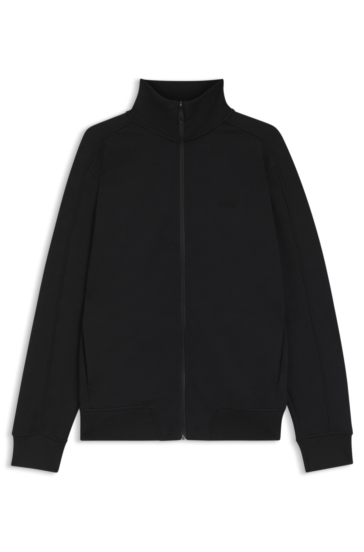 Sudadera con cremallera de jacquard acolchado con corte regular