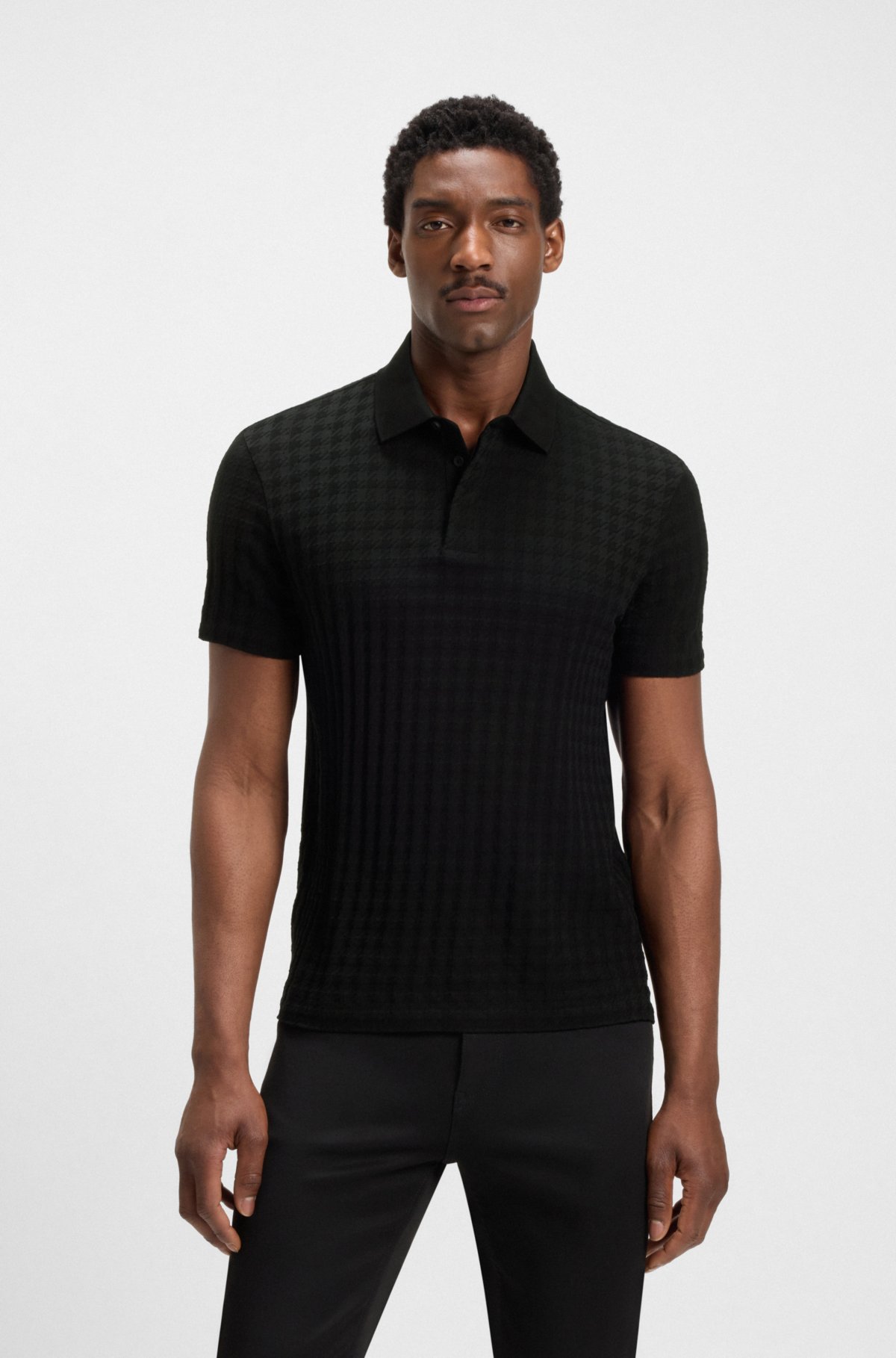 Camiseta de hombre Porsche x BOSS en algodón mercerizado con estampado de cuadros