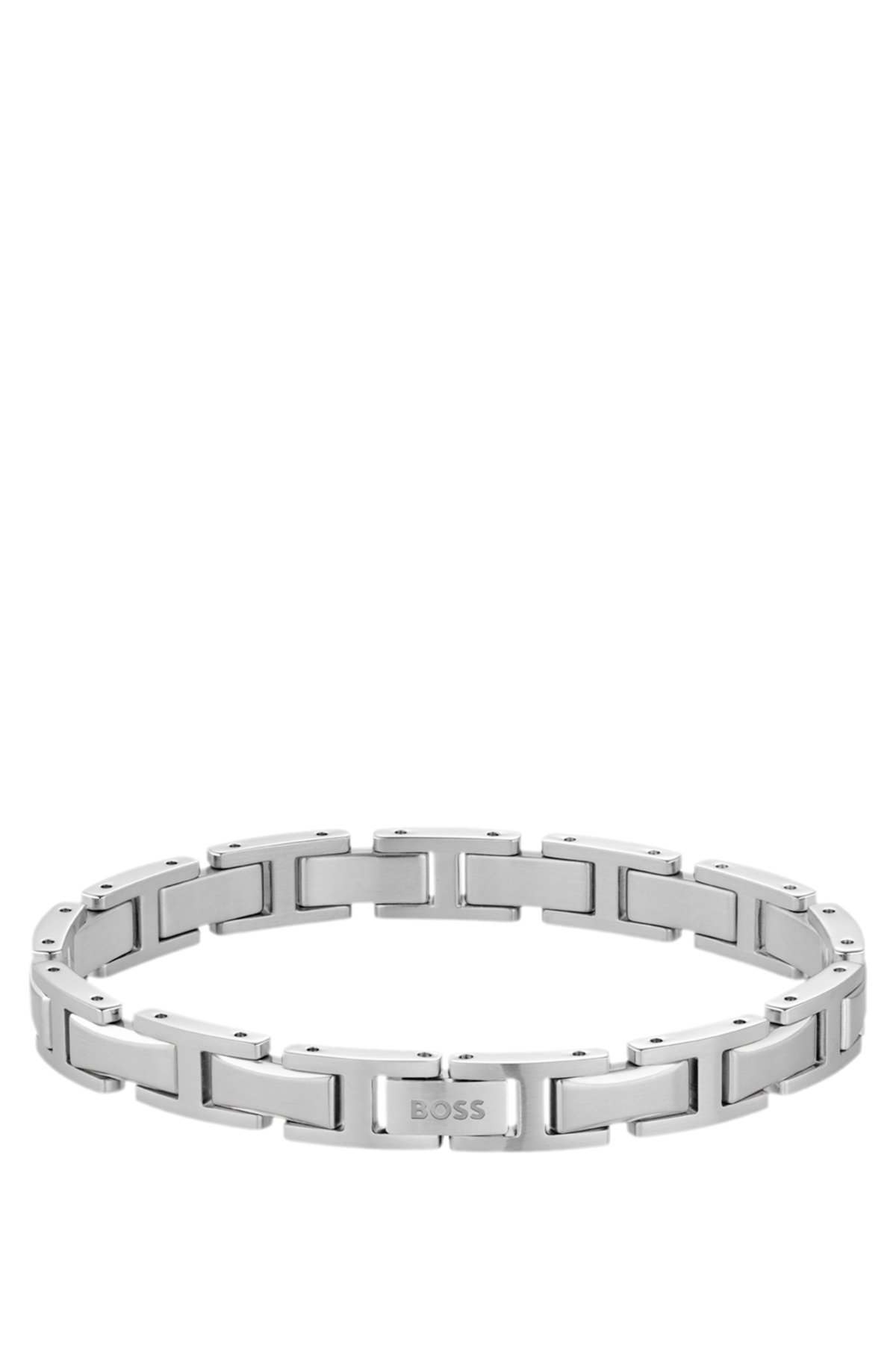 Pulsera H-link con cierre con logotipo en tono plata