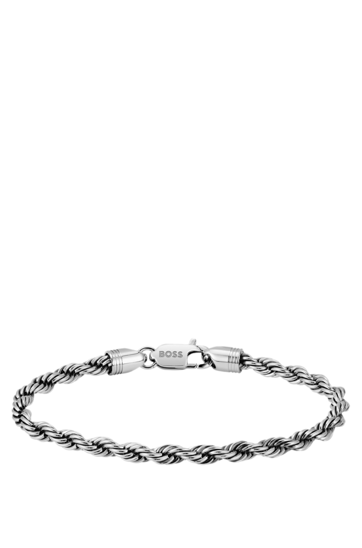 Pulsera de tono plata con cadena estilo cuerda